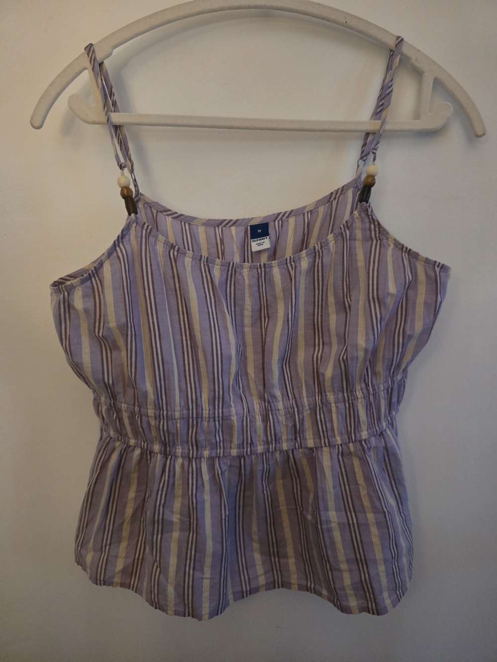 Old Navy Lavender and Cream Striped Spaghetti Strap Tank
